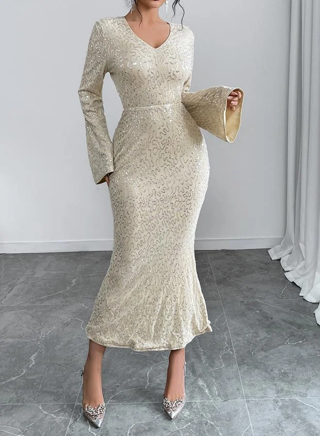 Take Two Take Two All Sequins Embellished Mermaid Hem Maxi Dress