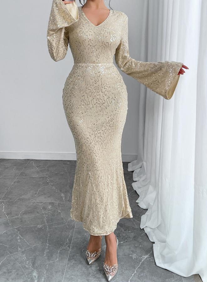Take Two All Sequins Embellished Mermaid Hem Maxi Dress - Image 5