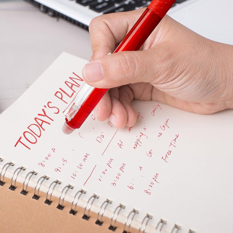 Lineon Erasable Gel Pens, 15 Pack Red Retractable Erasable Pens Clicker, Fine Point, Make Mistakes Disappear, Red Ink for Writing Planner and Crossword Puzzles - Image 4