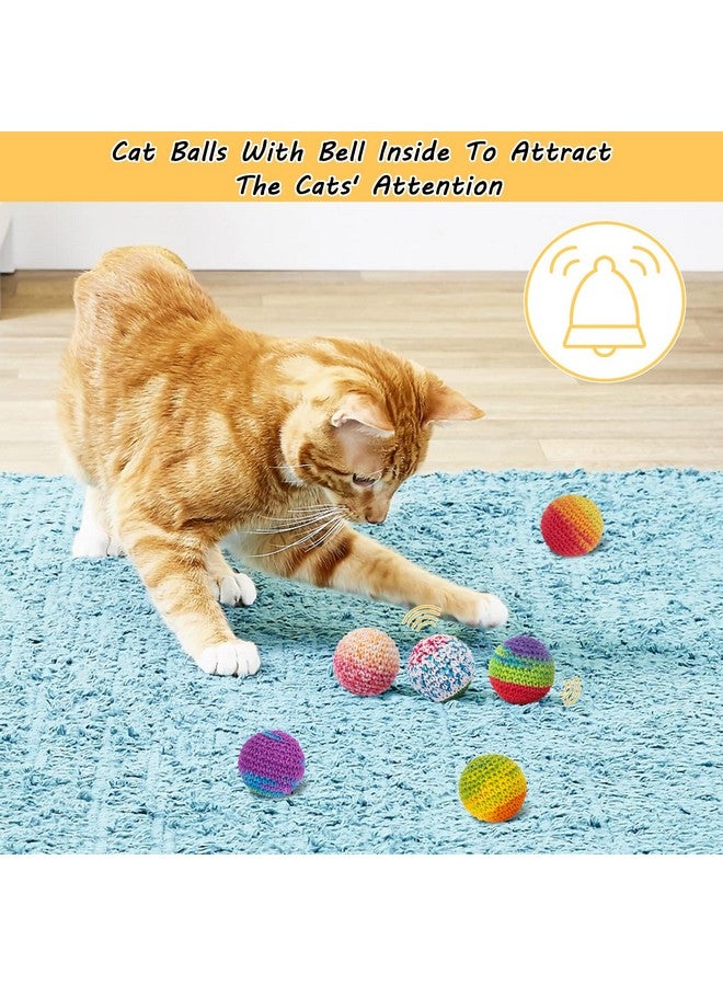 ريترو شاو كرات ألعاب القطط من ريترو شاو، لعبة كرة قطط من خيوط الصوف مع جرس بالداخل، ألعاب قطط للقطط المنزلية، ألعاب مضغ تفاعلية للقطط الصغيرة، عبوة من 6 قطع - Image 3