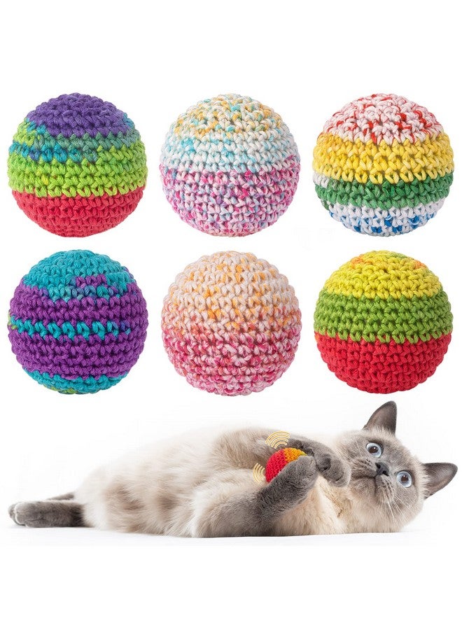 ريترو شاو كرات ألعاب القطط من ريترو شاو، لعبة كرة قطط من خيوط الصوف مع جرس بالداخل، ألعاب قطط للقطط المنزلية، ألعاب مضغ تفاعلية للقطط الصغيرة، عبوة من 6 قطع - Image 1