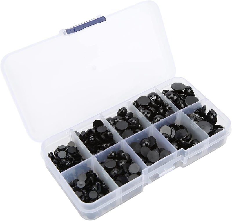 360Pcs Black Round Doll Eyes, Multi Sizes Resin Flat Back, Durable Craft Supplies - Convenient DIY Use, Assorted Toy Eye Sizes, Ideal for Dolls and Plush - Image 5