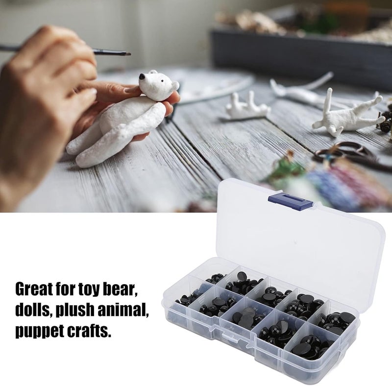 360Pcs Black Round Doll Eyes, Multi Sizes Resin Flat Back, Durable Craft Supplies - Convenient DIY Use, Assorted Toy Eye Sizes, Ideal for Dolls and Plush - Image 2
