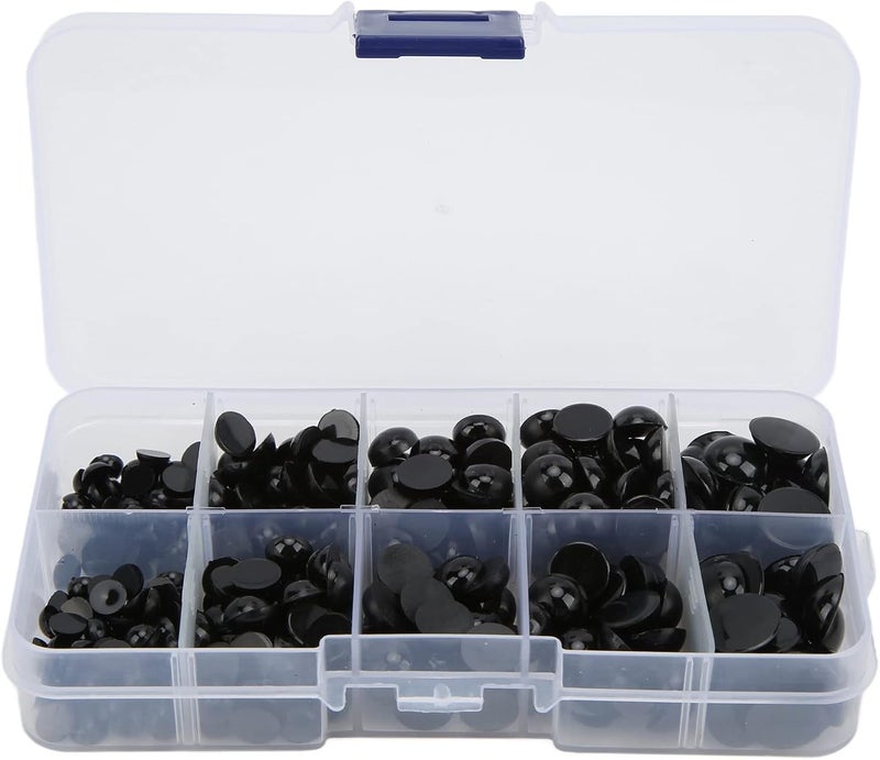 360Pcs Black Round Doll Eyes, Multi Sizes Resin Flat Back, Durable Craft Supplies - Convenient DIY Use, Assorted Toy Eye Sizes, Ideal for Dolls and Plush - Image 1