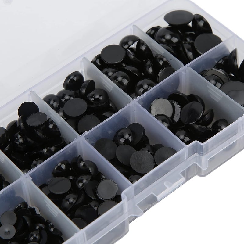 360Pcs Black Round Doll Eyes, Multi Sizes Resin Flat Back, Durable Craft Supplies - Convenient DIY Use, Assorted Toy Eye Sizes, Ideal for Dolls and Plush - Image 3