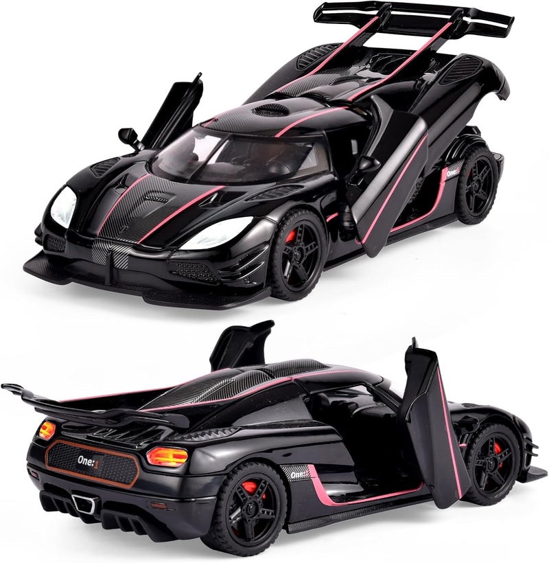 Sky Tech® Koenigsegg One Toy Car 1:32 Exclusive Alloy Metal Pull Back Die-cast Car Diecast Metal Pullback Toy car with Openable Doors & Light, Music Boys Gifts Toys for Kids【Colors as Per Stock】 - Image 1