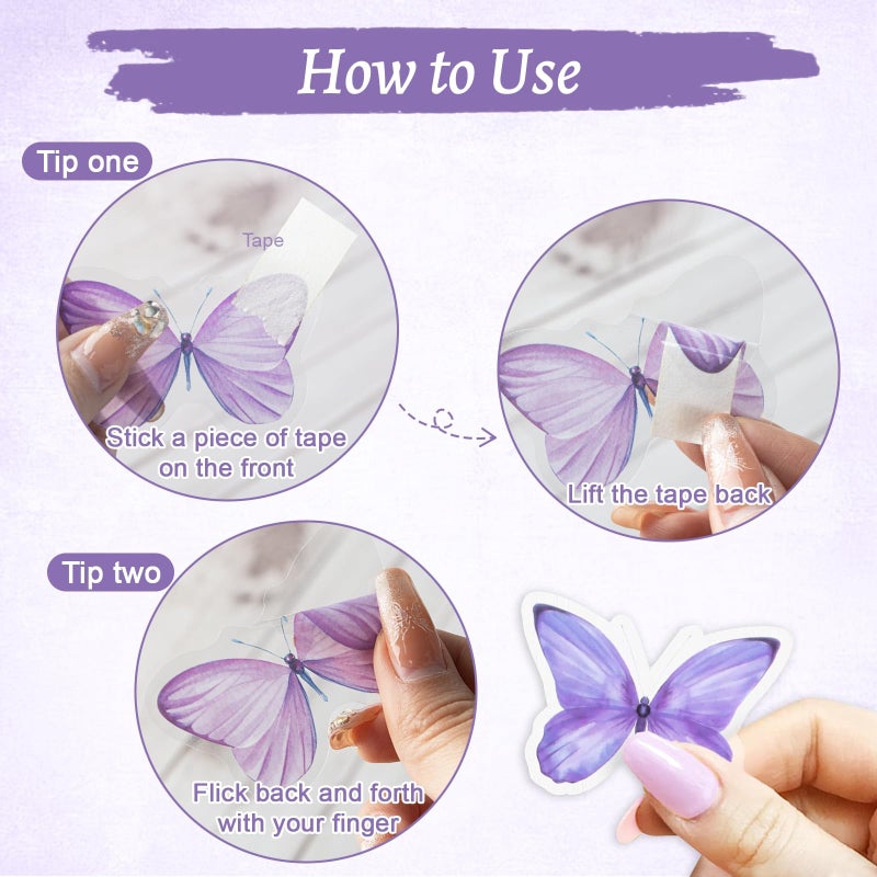 Imeepa Transparent Stickers 40Pcs Purple Butterfly Stickers, PET Vintage Butterfly Decorative Decals for Scrapbook Crafts DIY Arts Bullet Journals Junk Journal Planners Phone Cases - Image 4