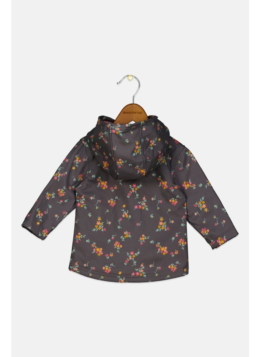 Body Glove Toddlers Girl All Over Print Hooded Jacket, Grey  - Image 2