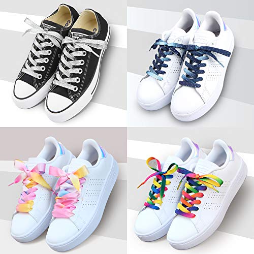 5Chaos Glitter Metallic Sparkle Shoelaces, Sparkly Shiny Shoe Laces for Women Kids Girls Men, Fun Funky Shoestring with Aglets 1Pair (39" (100CM), Metallic Silver) - Image 5
