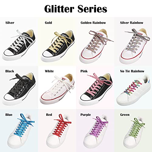 5Chaos Glitter Metallic Sparkle Shoelaces, Sparkly Shiny Shoe Laces for Women Kids Girls Men, Fun Funky Shoestring with Aglets 1Pair (39" (100CM), Metallic Silver) - Image 4