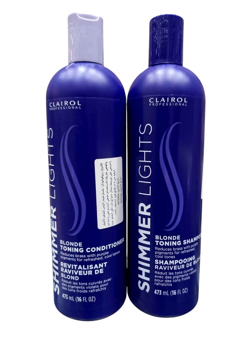 كلايرول شامبو 473 مل بلسم 473 مل شيمر لايت أشقر وفضي