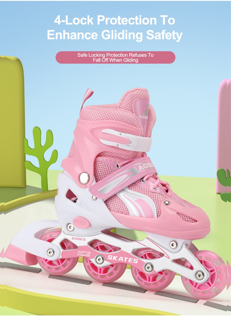 MaBaby - Kids Adjustable Inline skates Roller Skate Shoe Set, with Full Light Up Wheels Outdoor Fun 3 Size, for 3-7 Years Girls and Boys - Image 1