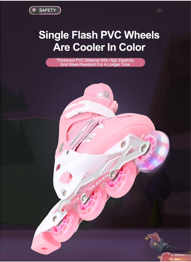 MaBaby - Kids Adjustable Inline skates Roller Skate Shoe Set, with Full Light Up Wheels Outdoor Fun 3 Size, for 3-7 Years Girls and Boys - Image 1
