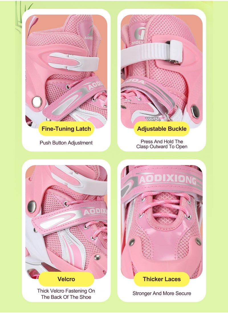 MaBaby - Kids Adjustable Inline skates Roller Skate Shoe Set, with Full Light Up Wheels Outdoor Fun 3 Size, for 3-7 Years Girls and Boys - Image 1