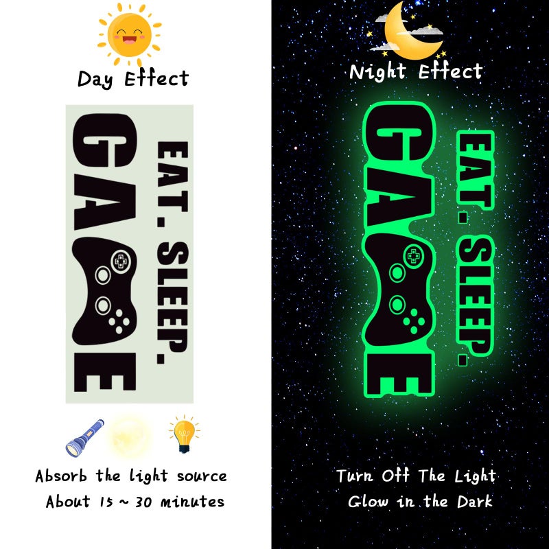 Outus Eat Sleep Game Wall Decal Gamer Boy Wall Stickers Video Game Decor Gaming Controller Decals For Boys Room Kids Bedroom Home Playroom Decor(23.6 X 10 Inch Classic Style) - Image 4