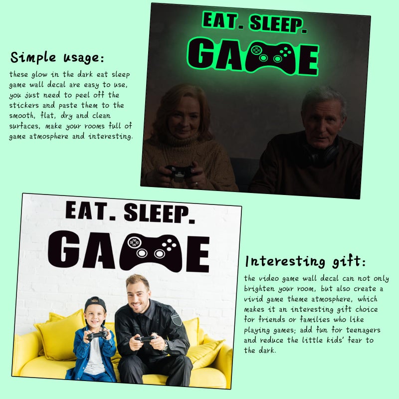 Outus Eat Sleep Game Wall Decal Gamer Boy Wall Stickers Video Game Decor Gaming Controller Decals For Boys Room Kids Bedroom Home Playroom Decor(23.6 X 10 Inch Classic Style) - Image 5