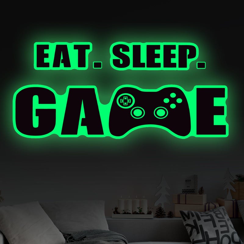 Outus Eat Sleep Game Wall Decal Gamer Boy Wall Stickers Video Game Decor Gaming Controller Decals For Boys Room Kids Bedroom Home Playroom Decor(23.6 X 10 Inch Classic Style) - Image 1