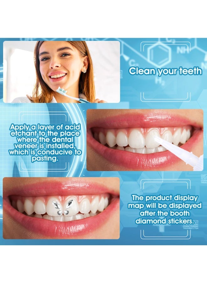لوميا ٤ قطع مجوهرات تزيين الأسنان, كريستال حجر الراين لتزيين الأسنان, ديكور لامع للأسنان للنساء والفتيات, زينة أسنان أكريليك عاكسة مع علبة تخزين (أبيض) - Image 3