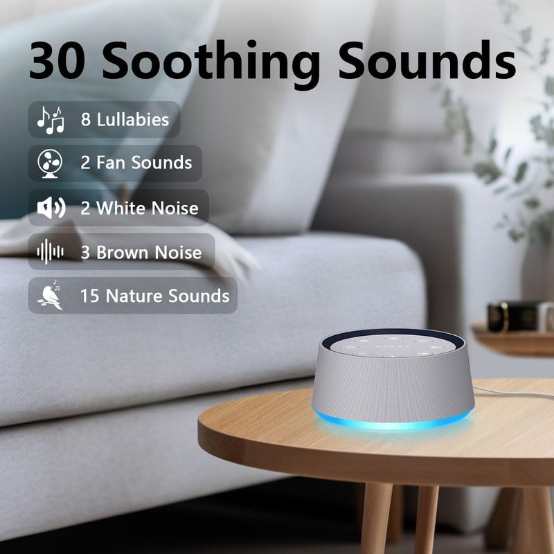 LazyNight White Noise Sound Machine with 30 Soothing Sounds 12 Colors Night Light Brown Noise Machine for Adults Baby Kids Sleep Machines 36 Volume Levels 5 Timers for Home Office Travel - Image 2