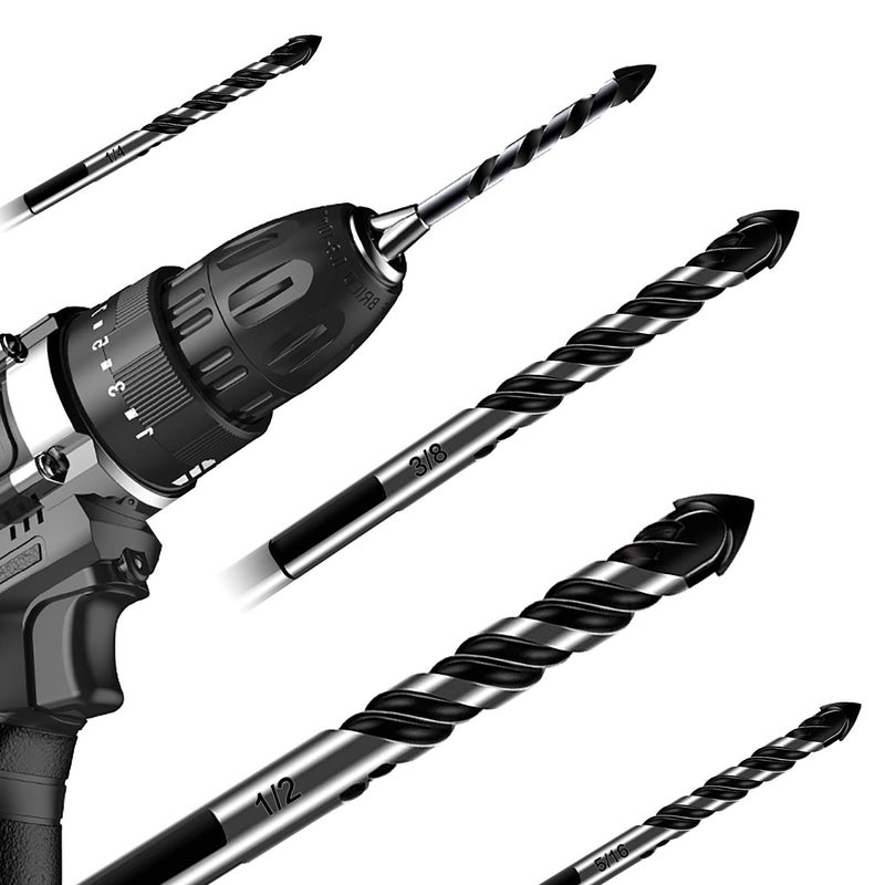 DKIBBITH 10-Piece Masonry Drill Bit Set for Concrete Tile Glass Ceramic Brick,1/8 to 1/2 Inch Drilling Bits with Triangle Handle,Tungsten Steel Alloy Tip.ï¼ˆBlackï¼‰ - Image 3