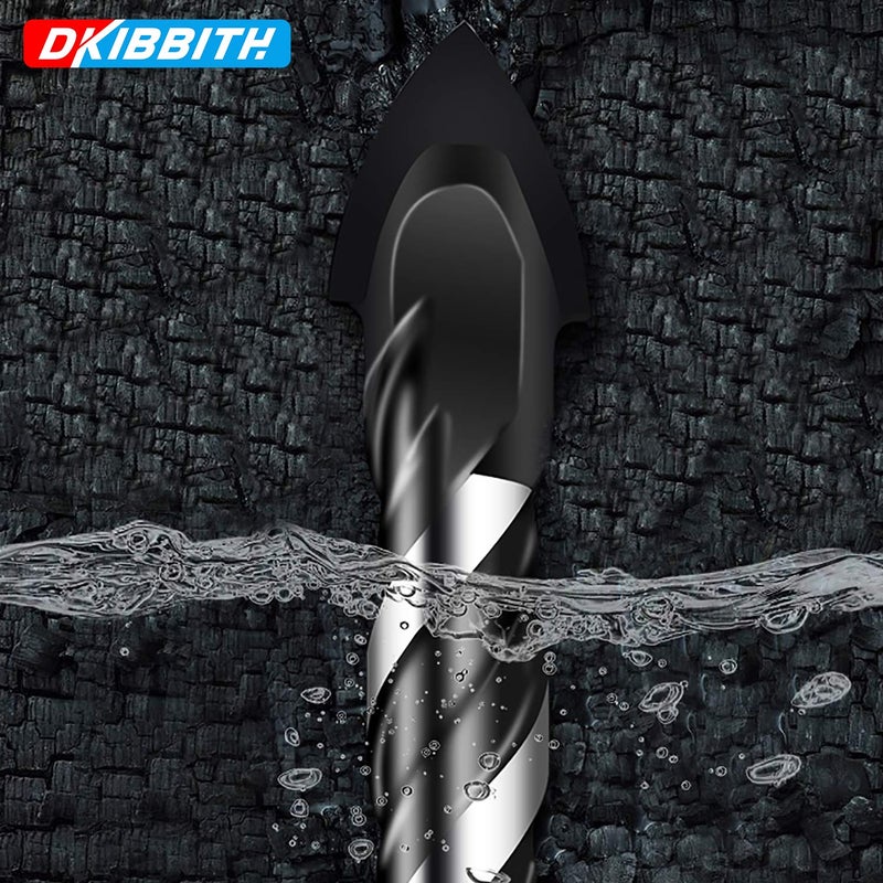 DKIBBITH 10-Piece Masonry Drill Bit Set for Concrete Tile Glass Ceramic Brick,1/8 to 1/2 Inch Drilling Bits with Triangle Handle,Tungsten Steel Alloy Tip.ï¼ˆBlackï¼‰ - Image 5