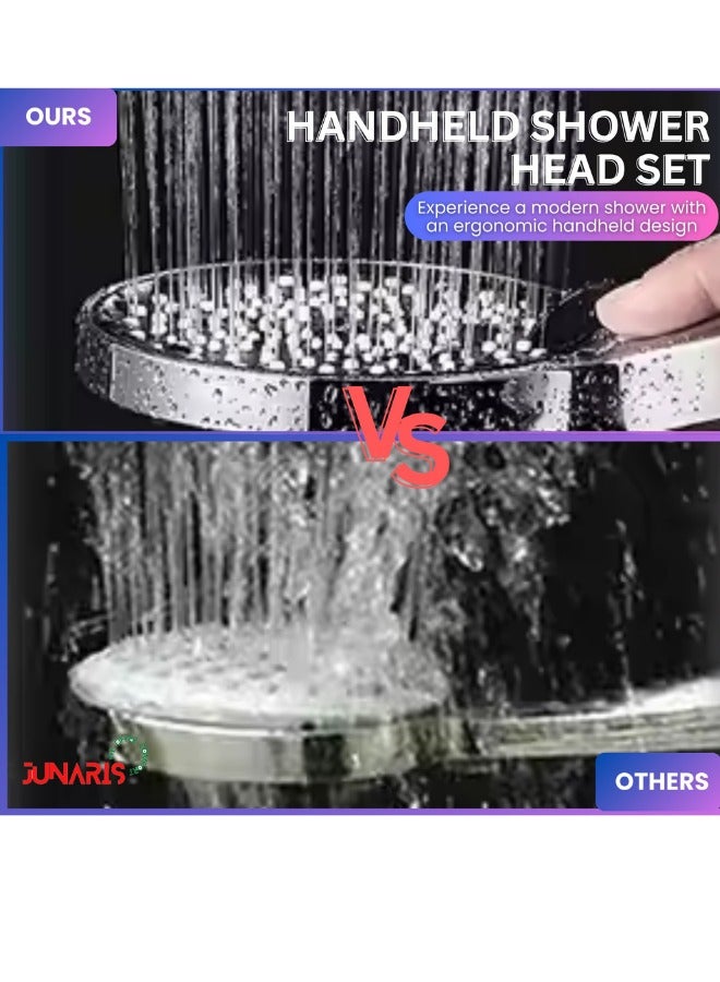 JUNARIS Handheld Shower Head Set with 3 Spray Modes, 1.5M Stainless Steel Shower Hose,Wall-Mounted ABS Chrome Finish with Silicone Nozzles – Ideal for Hotels & Home Bathrooms - Image 5