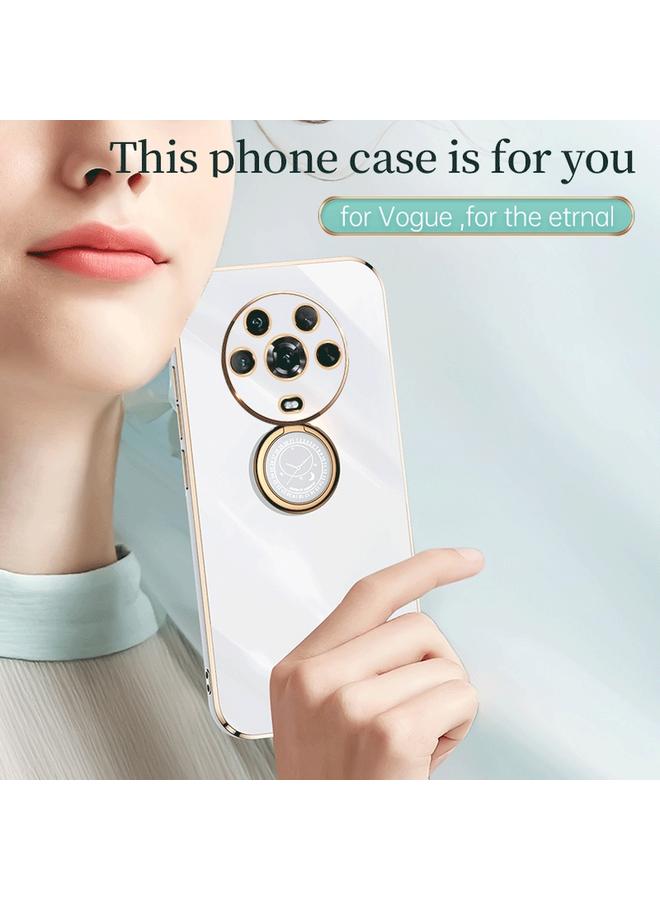 اس-توب جراب لهاتف Honor Play6T من XINLI، جراب هاتف TPU مطلي بالكهرباء 6D بحافة مستقيمة مع حامل حلقي - Image 3