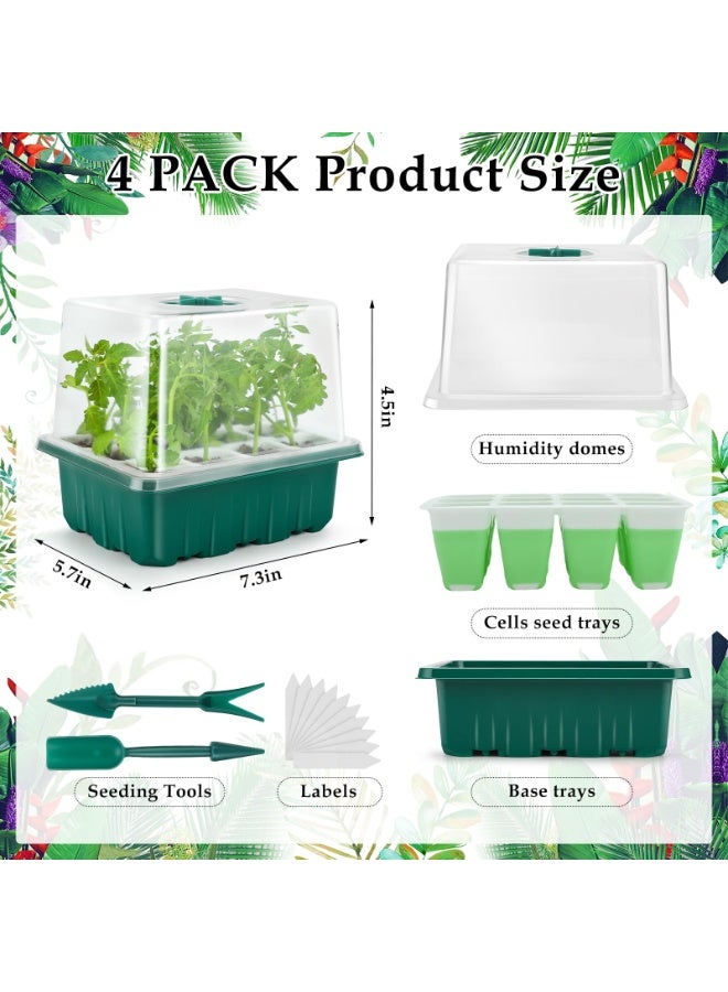 طقم زراعة منزلي 12 خانة للشتلات مع قاعدة سيليكون مرنة وغطاء رطوبة بارتفاع 4.33 إنش (11 سم) – صينية إنبات قابلة لإعادة الاستخدام للزراعة المنزلية - Image 5