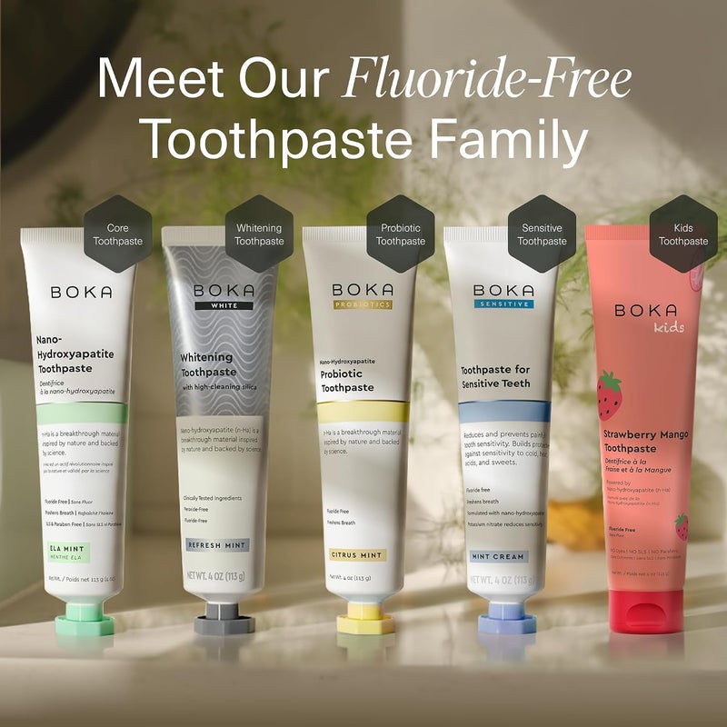 Boka Whitening Toothpaste - Fluoride Free, Nano Hydroxyapatite, Refresh Mint Flavor, 4 oz - Image 5