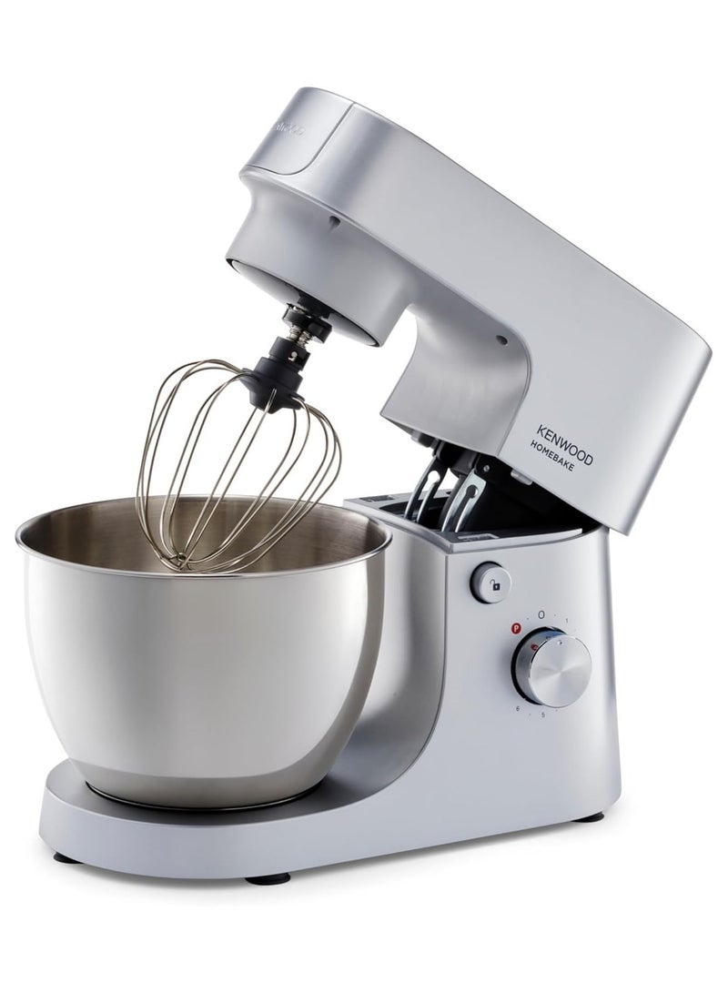 KENWOOD Stand Mixer Kitchen Machine HOMEBAKE, Brushed Steel Bowl, K-Beater, Whisk, Dough Hook, Splash Guard, Variable Speed, Compact Design 5 L 1400 W KHH01.120SI Silver - Image 4