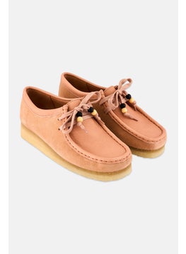 clarks Women Standard Wallabee Lace Up Shoes, Peach  - Image 1