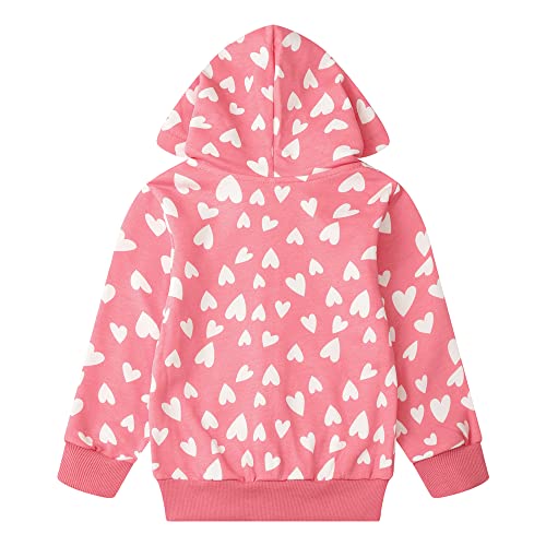 RETSUGO Girls Zip up Hoodie Valentine Jacket Casual Long Sleeve Sweatshirt Toddler Cotton Heart Print Coat Pullover Matching Tops 7t - Image 5