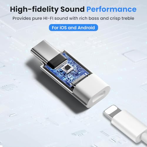 Verilux® Lighting to Type C Earphone Converter, Type C Male to Lighting Female Portable Audio Adapter with Aluminum Alloy Housing for iPhone 17/16/15, Support Hands-Free Calling, Volume Control - Image 4