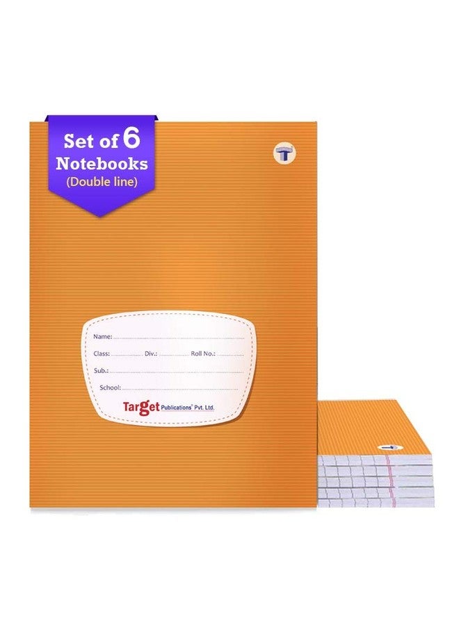 TARGET PUBLICATIONS Small Notebooks Double Line (172 Ruled Pages) | Soft Brown Cover | 18 cm x 24 cm Approx | Writing Books | Pack of 6 Books | GSM 57 - Image 1