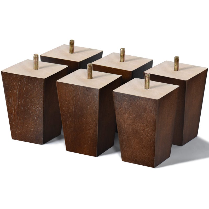 AORYVIC 4 inch Wood Furniture Legs Sofa Legs Set of 6 Square Couch Legs MidCentury Modern Replacement Legs for ArmchairRecliner Dresser Sideboard