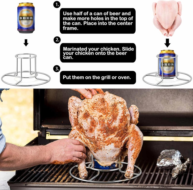 TeamFar Beer Can Chicken Holder - Stainless Steel Stand for Grill, Smoker, Oven - Healthy & Sturdy, Dishwasher Safe & Easy Clean - Image 3