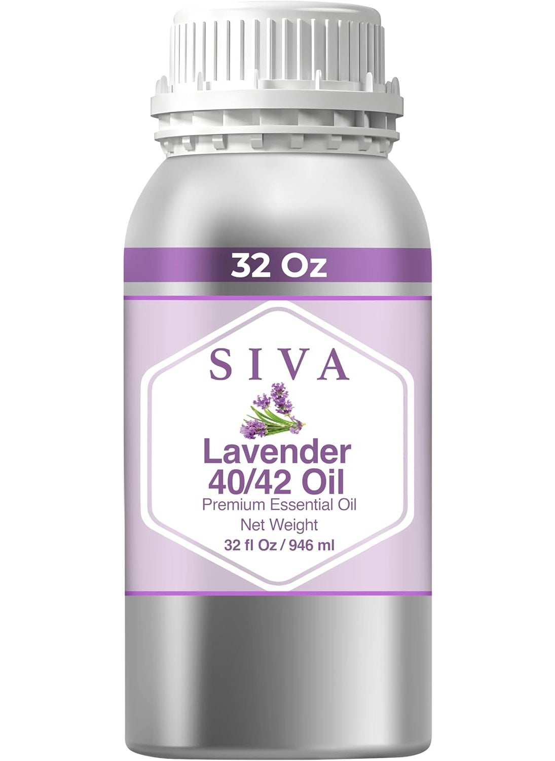 SIVA ORGANICS Siva Lavender Essential Oil  32 Fl Oz  100 Natural Lavender Oil  for Diffuser Hair Care Face Skin Care Aromatherapy Scalp and Body Massage Soap and Candle Making 