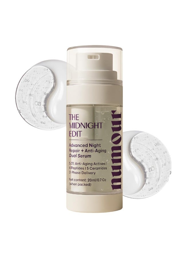 Numour The Midnight Edit  Serum | Irritation Free | 0.3% encapsulated Retinol+4 Peptides+5 Ceramides | For Fine Lines & Wrinkles  |Face serum for Men & Women | The Midnight Edit Dual Anti-Aging Serum 20ml - Image 1