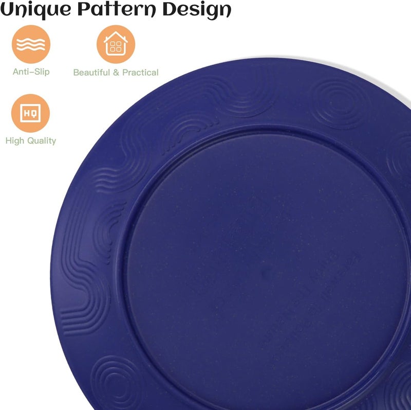 Homienly 40 Pcs Wheat Straw Dinnerware Sets, Dinner Plates, Cups, Pasta Bowls, Dishes Set For 8, Microwave Safe Plates and Bowls Sets, Blue - Image 3