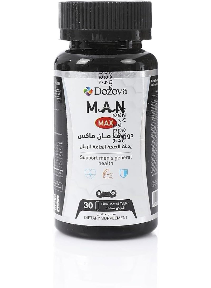 Dozova Man Max Premium Daily Multivitamin, Men's Best Friend – Supports Muscle Strength, Boosts Energy, Immunity & Vitality – Essential Vitamins & Minerals – 30 Tablets