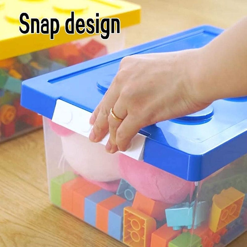 Azonee Toy Storage Organizer Bins with Lid, Stackable Plastic Organizer Box, Kids Toy Chests with Compatible Building Baseplate, Storage Container for Building Bricks & Toys, Set of 2 - Image 5