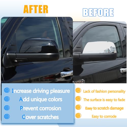 LLKUANG ABS Outside Side Rearview Mirror Cover Trim Sticker Compatible with Toyota Tundra 2007-2021 Crew Max Sequoia 2008-2020 Accessories(Rearview Mirror With Turn Signal Model Does Not Fit) - Image 2