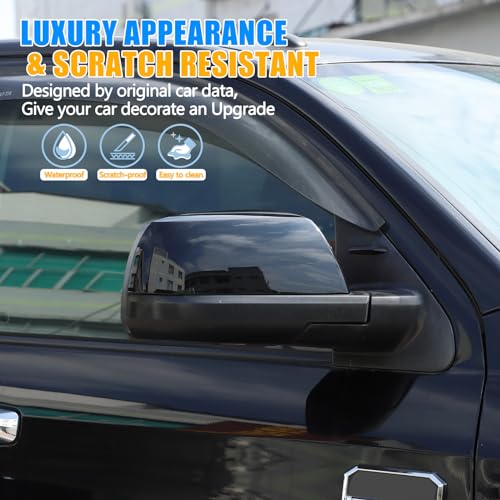 LLKUANG ABS Outside Side Rearview Mirror Cover Trim Sticker Compatible with Toyota Tundra 2007-2021 Crew Max Sequoia 2008-2020 Accessories(Rearview Mirror With Turn Signal Model Does Not Fit) - Image 3