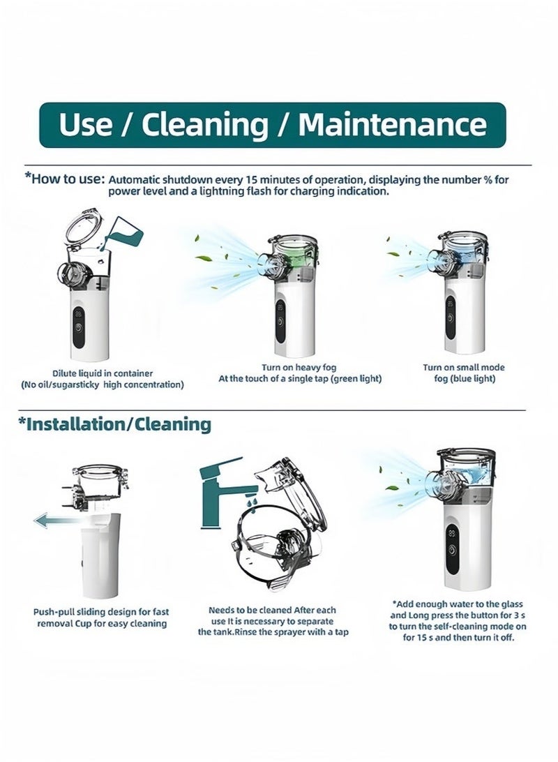 general Ultrasonic Handheld Mesh Nebulizer with 3 Mask, Smart Digital Display Adjustable Electronic Atomizer, Portable Rechargeable Quiet Nebulizer Machine for Kids Travel Home - Image 2