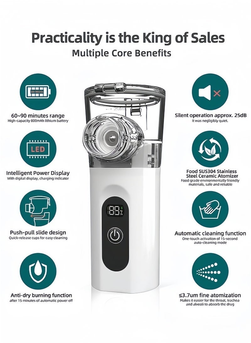 general Ultrasonic Handheld Mesh Nebulizer with 3 Mask, Smart Digital Display Adjustable Electronic Atomizer, Portable Rechargeable Quiet Nebulizer Machine for Kids Travel Home - Image 5