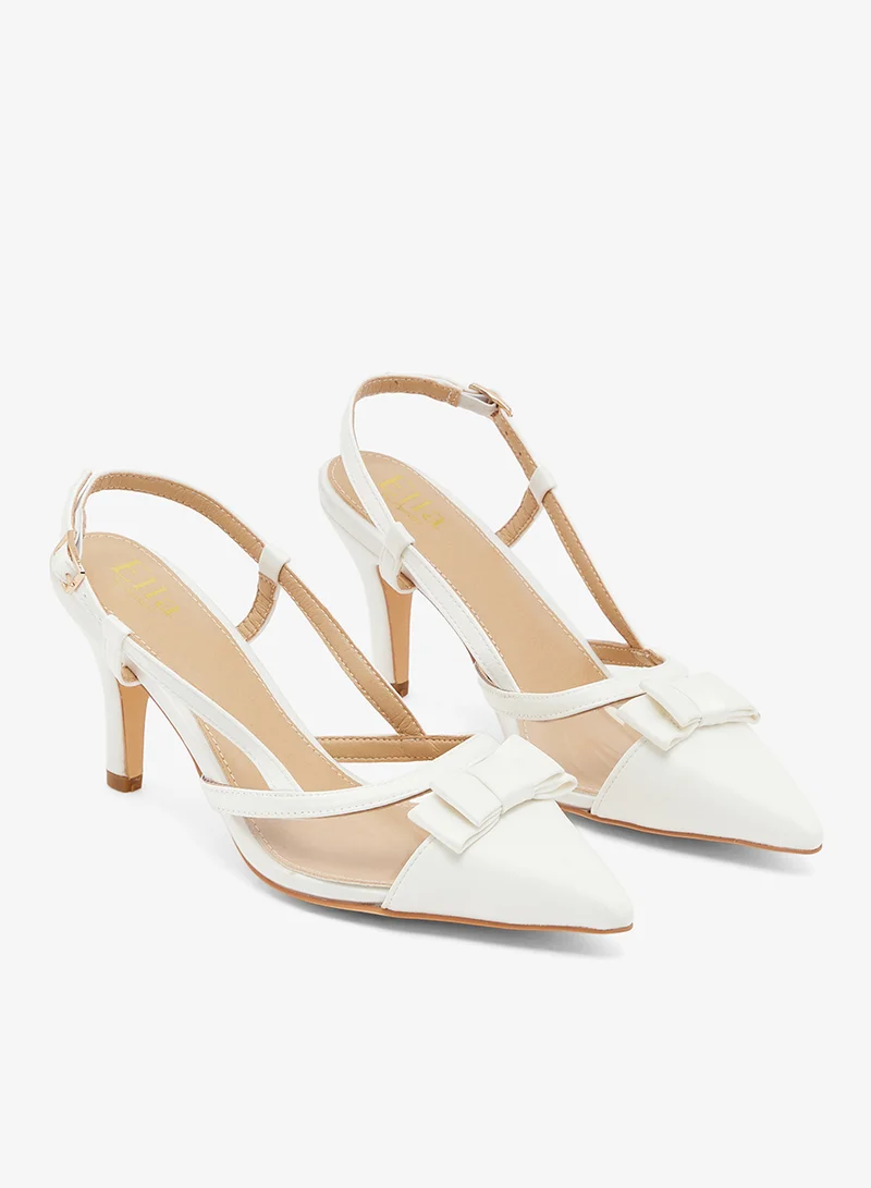 ELLA  Mesh With Bow Detail Mid Sling Back Pumps for Women | Best Price UAE