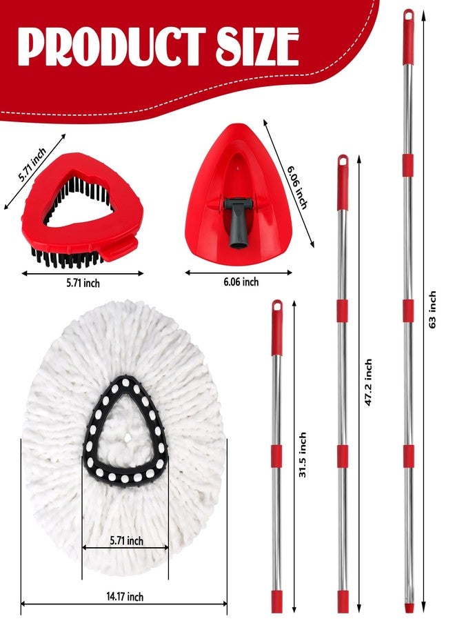 RA RUNNING ALIEN Spin Mop Replacement Set for O-Ceda EasyWring 1-Tank System, 16 Microfiber Spin Mops Refills,1 Scrubber Head,1 Triangle Spin Base,and(31-63in Adjustable Handle Set Combo - Image 3