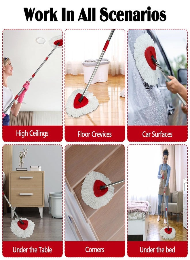 RA RUNNING ALIEN Spin Mop Replacement Set for O-Ceda EasyWring 1-Tank System, 16 Microfiber Spin Mops Refills,1 Scrubber Head,1 Triangle Spin Base,and(31-63in Adjustable Handle Set Combo - Image 5