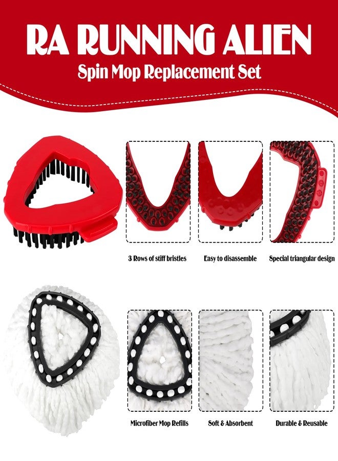 RA RUNNING ALIEN Spin Mop Replacement Set for O-Ceda EasyWring 1-Tank System, 16 Microfiber Spin Mops Refills,1 Scrubber Head,1 Triangle Spin Base,and(31-63in Adjustable Handle Set Combo - Image 4