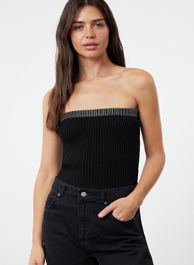 trendyol Black Strapless Knitwear Blouse TWOAW25BZ00000  - Image 1